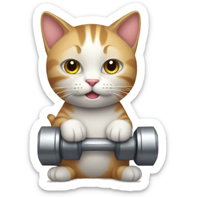 Cat with dumbells sticker