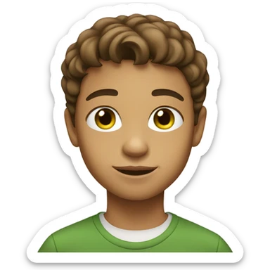 young boy with tan skin green eyes and brown hair sticker