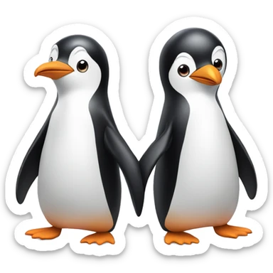 2 penguins, one has his had on the other and hearts are round them sticker
