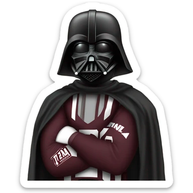 Darth Vader with a maroon Johnny manziel Texas a&m jersey sticker