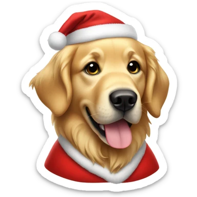 golden retriever in santa claus clothes sticker