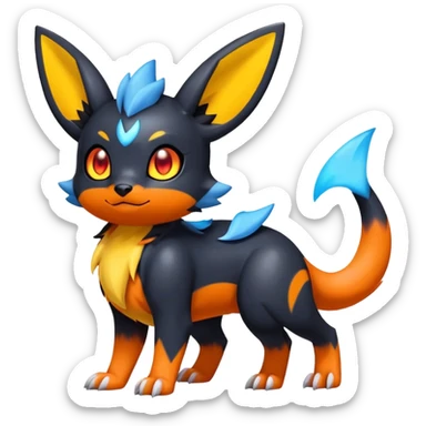 Cute Shiny Guilmon-Quilava-Umbreon-Fakémon-hybrid-creature (full body)  sticker