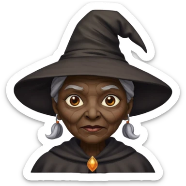 black old witch with witch hat sticker