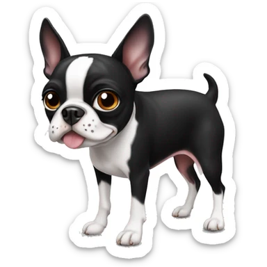 Boston terrier black & white with sausage sticker