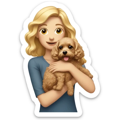 Blonde girl with cavapoo sticker