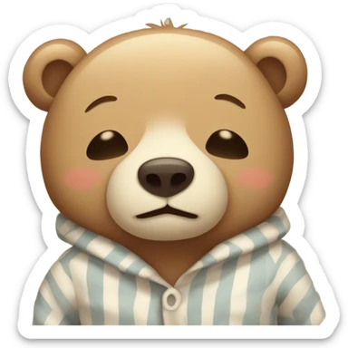Cute bear in old fashioned pajamas sleeping sticker