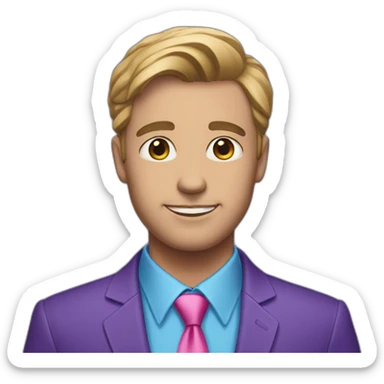 Guy in purple suit blue shirt and pink tie sticker
