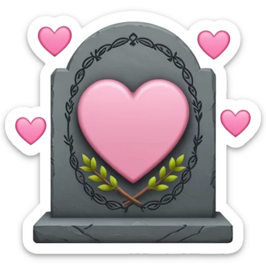 Headstone that says my fucks to give with pink hearts sticker