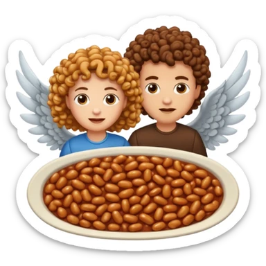 Create baked beans with curly haired people’s faces on them and put wings on them sticker