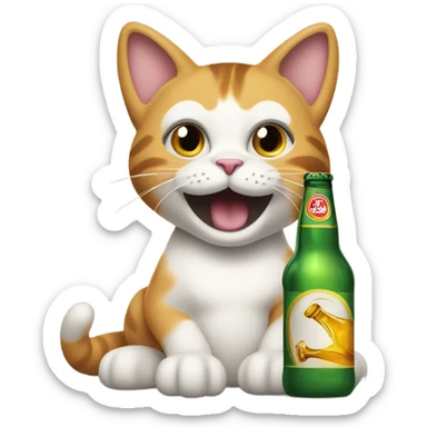cat and beer sticker