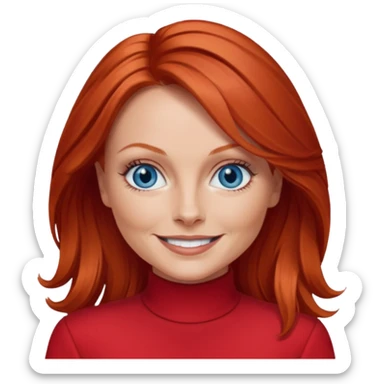 Geri Halliwell blue eyes, red hair, red outfit sticker
