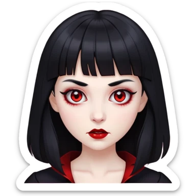 vampire girl with black hair and v bangs sticker