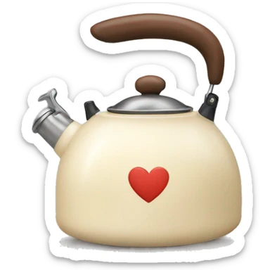 Cream colored heart shaped kettle sticker