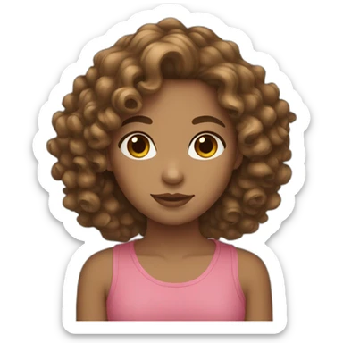 one girl with light skin curly brown hair sticker