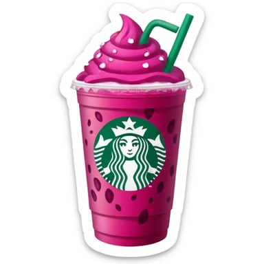 Starbucks dark pink dragonfruit refresher. flat on top. starbucks logo. sticker