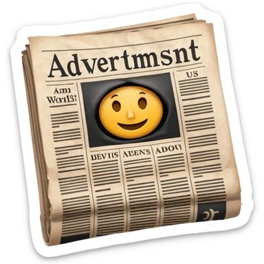 NEWSPAPER WITH BOLD LETTER PRINTED AS "advertisement "  sticker