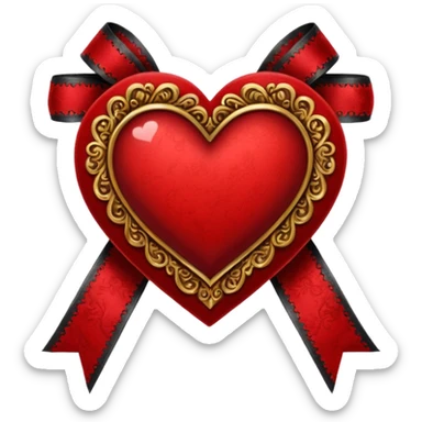 heart with gothic velvet ribbon sticker