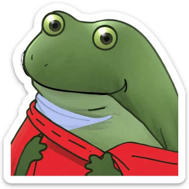 bufo frog wrapped in a blanket, red nose, shivering sticker