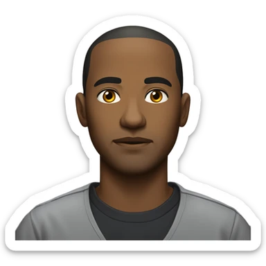  It's a standard police mugshot, taken against a plain gray background. The lighting is even, typical of a law enforcement photo. The man is wearing a dark-colored, crew-neck sweatshirt or shirt. sticker