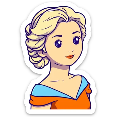 Elsa ice queen from Frozen with blue dress, chest up portrait sticker