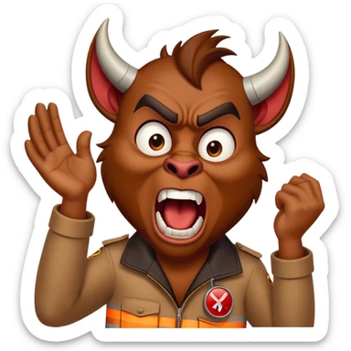 Taz devil directing traffic, yelling at people sticker