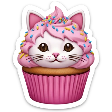 cat cupcake pink funny sticker