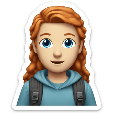 Redhead blue eyes wearing backpack  sticker