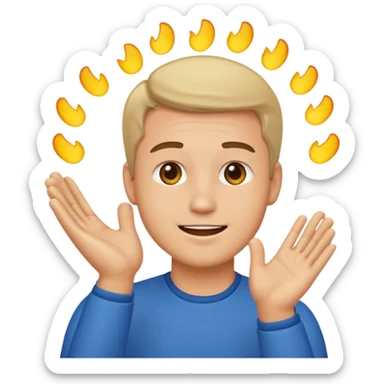 caucasian man clapping, emoji style sticker