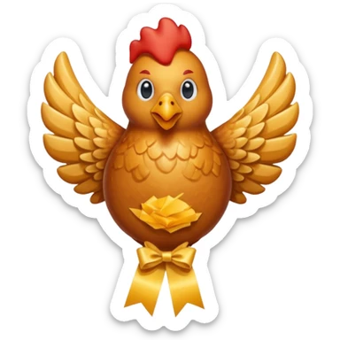 Chicken wing with award ribbon pinned to it sticker