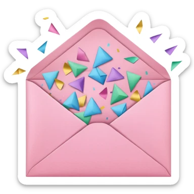 pink envelope with confetti sticker