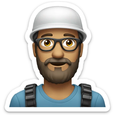 Trabalhador com capacete de segurança oculos e barba rala sticker