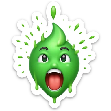 An emoji face with puke blasting out of mouth, nose and ears  sticker