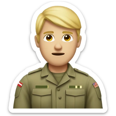 Male army solider blonde with tummy ache sticker