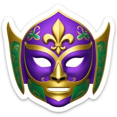 Louisiana themed luchador mask with fleur-de-lis and Mardi Gras colors sticker