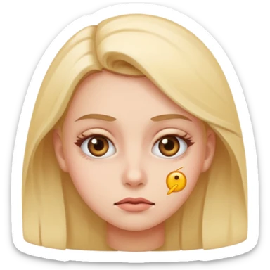 Upset girl with eye rolling emoji sticker