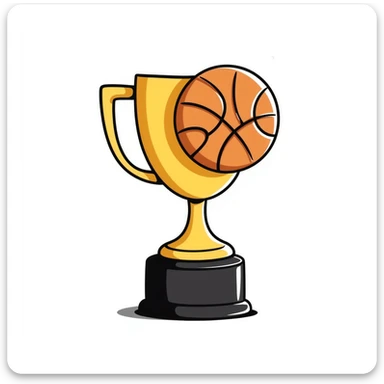 Hand-drawn golden basketball trophy sticker