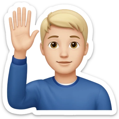 young man side profile waving goodbye sticker
