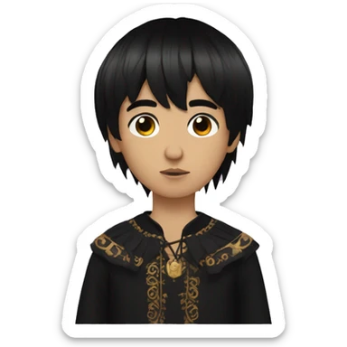 Byzantine Mexican Goth boy with black hair and bangs  sticker