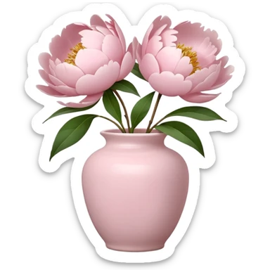 light pink peonies in light pink vase sticker