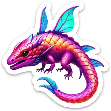 Tropical futuristic lush warm-colored neon Fionbri-Vernid-creature sticker