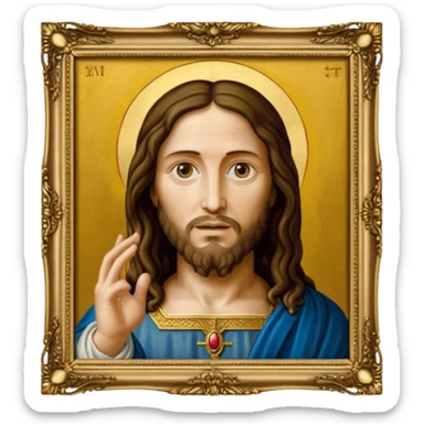 Salvator Mundi painting in a frame sticker