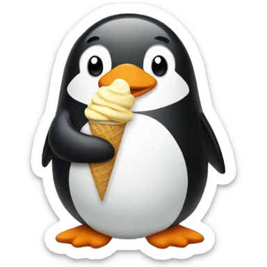 Penguin eating ice cream sticker