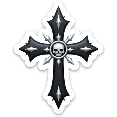 goth black cross with silver spikes sticker