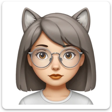 shoulder length, wolf cut girl with round, but square glasses alternative sticker