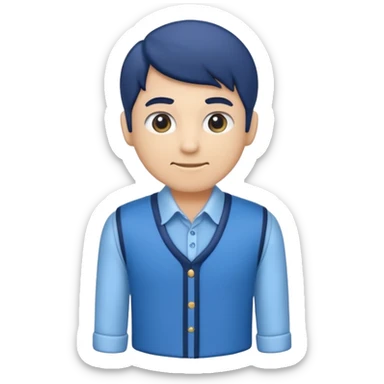 Crie um emoji de uma camisa social manga longa azul claro com um colete azul marinho por cima sticker