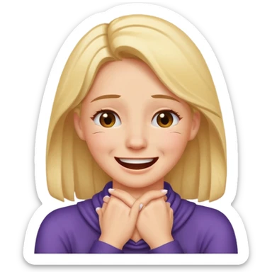 Female with a laughi  nut n crying face hands crossed around neck sticker