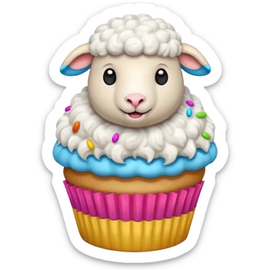 Sheep popping on the cupcake sticker