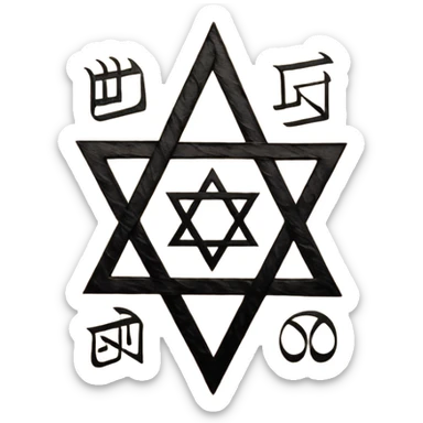 tetragrammaton, traditional Hebrew calligraphy, simple and iconic sticker