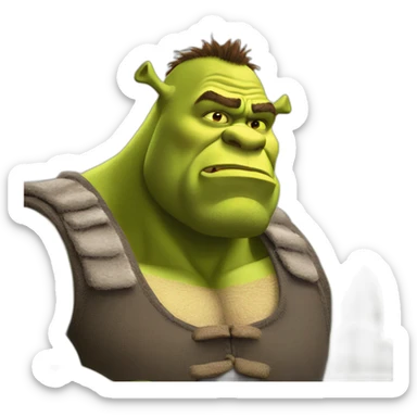 muscular shrek staring with tension sticker