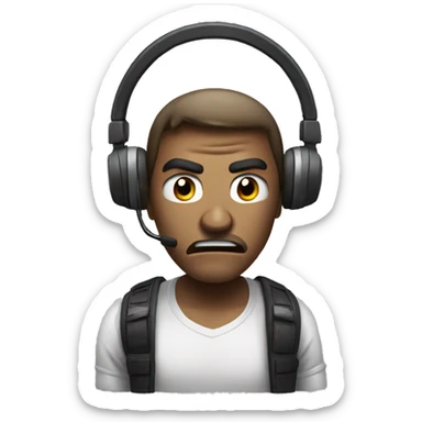 Angry guy with gaming headset sticker